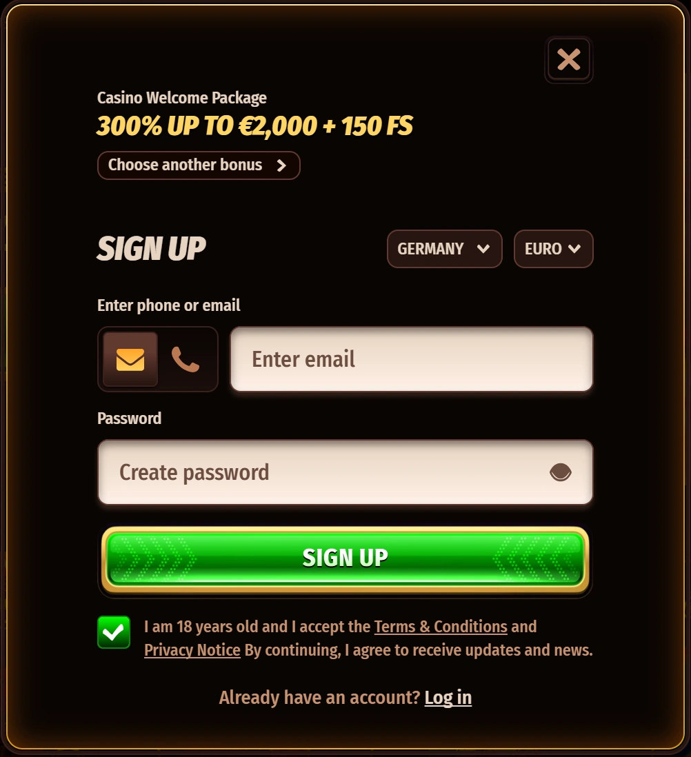 WestAce Casino Registration